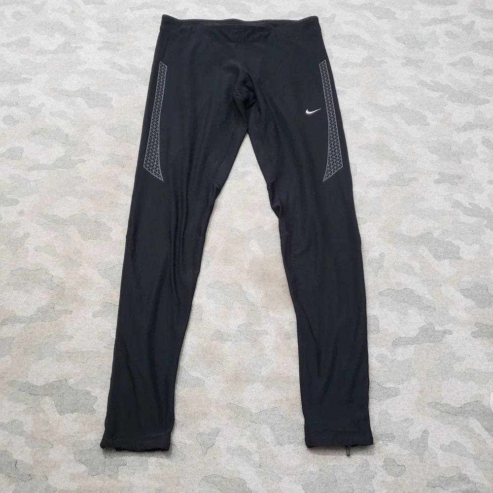 Nike Dri-FIT Leggings Womens Medium Black Drawstring Running Gym Outdoors